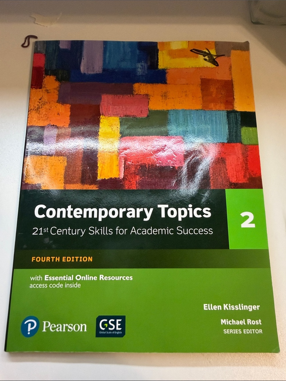Pearson Contemporary Topics 2 Green Cover with Colorful Abstract Artwork